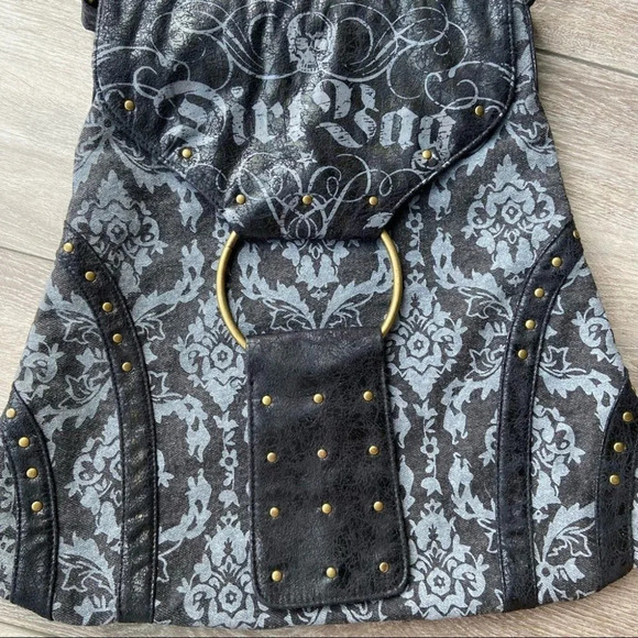 Skull Dust Bag  Canvas Studded Tote Shoulder Bag - Picture 4 of 13